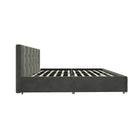 Lit rembourré Rose avec espace de rangement, velours gris-5