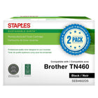 Staples Sustainable Earth - Cartouche de toner noir, remise à neuf, Brother TN460, rendement élevé, paq./2-Noir, paq./6