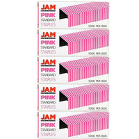 JAM PaperMD – Agrafes de taille standard, rose, paquet de 5-Taille : 0,5 x 0,25 po