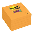 Post-it - Feuillets super collants repositionnables, 3 x 3 po, orange néon, paq./5 blocs, 350 feuilles (654-5SSNO)-1