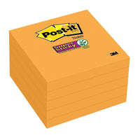 Post-it - Feuillets super collants repositionnables, 3 x 3 po, orange néon, paq./5 blocs, 350 feuilles (654-5SSNO)-1