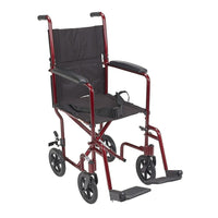 Drive Medical – Fauteuil roulant léger, rouge, largeur du siège de 17 po-Rouge, aluminium