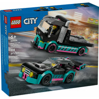 LEGO - Voiture de course et camion porte-voitures LEGO City - 328 pièces-Transporteur de voitures jouets pour les fans de voitures de course et de camions jouets à partir de 6 ans