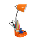 LimeLights -Lampe de bureau organisateur à col de cygne de 18 1/2 po avec support et port USB - Orange-Utilise une ampoule à culot moyen de type A15 de 15 watts ou une ampoule mini-torsion CFL de 13 watts. Vendu séparément.