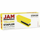 JAM PAPER - Agrafeuse de bureau moderne, Jaune-Le bas de l'agrafeuse est recouvert de caoutchouc pour l'empêcher de glisser lors de l'utilisation. Un rail interieur specialement conçu offre un agrafage precis et resistant aux bourrages sur lequel vous pouvez compter.