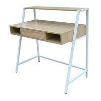 Bureau Simply avec étagère et tiroir, chêne et blanc-Bureau moderne de style scandinave