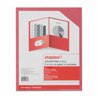 Staples - Portfolio à deux pochettes - rouge - paquet de 10-Idéal pour organiser vos projets, présentations ou documents  