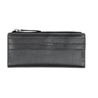 Roots - Portefeuille slim pour femme avec fermeture éclair sur le dessus - Noir-Noir - Cuir