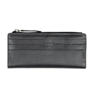 Roots - Portefeuille slim pour femme avec fermeture éclair sur le dessus - Noir-Noir - Cuir