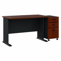 Bush Business Furniture - Bureau 48 po avec classeur mobile Cubix de, cerisier Hansen/galaxie-L’ensemble comprend : un bureau 48L x 27P et un classeur mobile à 3 tiroirs