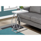 Monarch Specialties - 3184 Table D'Appoint - Blanc Lustre Et Metal Chrome-Base en métal chromé pour un look contemporain Peut-être utilisé comme table de snack ou comme table de bout