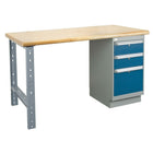 Kleton – Établi, dessus bois stratifié, 1 caisson et 2 portes, 34 de haut. x 36 de larg. x 60 de long. (po)-34 po de hauteur totale