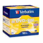 Verbatim - DVD+RW 4,7 Go 4X surface avec identification de la marque - Paquet de 10-DVD+RW 4,7 Go 4X