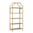 Sauder International Lux Bibliothèque avec 5 Tablettes - 70.87" H - Finition Deco Stone (428207)-Le Standard - Finition Deco Stone - Bois D'ingénierie, Métal, Plastique