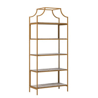Sauder International Lux Bibliothèque avec 5 Tablettes - 70.87" H - Finition Deco Stone (428207)-Le Standard - Finition Deco Stone - Bois D'ingénierie, Métal, Plastique