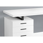 Monarch Specialties - 7646 Bureau 48 po L - Blanc/Metal Noir/Face L/R-Restez organisé grâce aux tiroirs de rangement fermés et au tiroir classeur pratique avec barres de suspension, idéal pour ranger les documents importants et les articles de bureau.