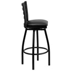 Flash Furniture – Tabouret de bar pivotant HERCULES en métal noir, dossier à traverses horizontales, assise en vinyle noir-Conception à dossier échelle