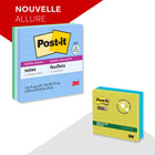 Feuillets super collants recyclés de Post-it, lignés, recyclés, collection Oasis, 4 po x 4 po, paquet de 3-Les feuillets super collants Post-it se collent et se recollent pour que vos pensées soient remarquées
