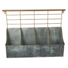 CTG Brands – Bac de rangement à 4 compartiments, collection Modern Farmhouse, avec support, 22 po x 15,5, argent industriel-Matériau : métal galvanisé durable, résistant à la rouille