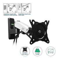 TV moniteur support mural Full Motion pivotant articulé pour écrans 17-27 po de North Bayou F120-S, Argent-Compatibilité: 17 à 27 po