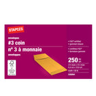 Enveloppes kraft no 3 pour monnaie avec rabats gommés, 2 1/2 x 4 po, brun, paquet de 250-L’enveloppe pour monnaie permet d’éviter que vos petits objets ne se perdent ou ne s’abîment.