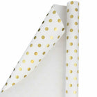 JAM Paper -  Papier cadeau – Papier cadeau à pois – 25 m² par rouleau – Blanc avec pois dorés – 2/paquet-Taille : 50 pieds carrés au total (25 pieds carrés par rouleau)