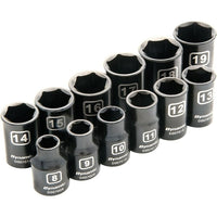 Dynamic Tools – Ensemble de 12 douilles 6 pans standards pour clés à chocs métriques, à prise de 3/8 po, 8 mm à 19 mm-Contient : 8, 9, 10, 11, 12, 13, 14, 15, 16, 17, 18, 19 (mm)