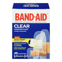 BAND-AID Brand® - Pansements COMFORT-FLEX® transparents, formats assortis, paq./45-Pansements transparents qui assurent une protection tout en étant moins visibles  