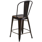 Flash Furniture – Tabouret de comptoir de 24 po avec dossier, pour intérieur, métal vieilli, cuivré (ET353424COP)-Trous de drainage dans le siège