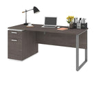 Bestar Aquarius Bureau avec un caisson - Gris Écorce et Blanc-Le dessus est d’une épaisseur de 1 po (2. 5 cm)