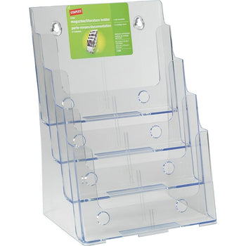 Présentoir à Magazines 4 Niveaux En Métal - Support Pliable Pour Catalogues Et Dépliants - Bureau Ou Exposition