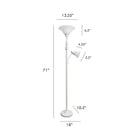 Lampadaire mère-fille aux Conceptions Elégantes 2 Lumière avec verre de marbre blanc, blanc-Interrupteur 3 voies