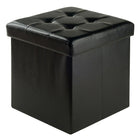 Winsome - Pouf Ashford 15 po x 15 po avec espace de rangement, similicuir, noir (20415)-Pouf avec espace de rangement