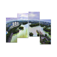 Designart – Imprimé sur toile, ville d’Asie sur l’eau, 4 panneaux (PT2033-271)-Impression