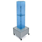 Azar Displays – Tour d’affichage à panneaux perforés emboîtables sur 4 côtés à roulettes, 40 x 8 x 8 po, bleu (703386-BLU)-Pivote sur une base en métal à roulettes