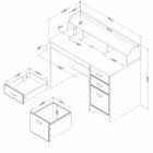 South Shore - Versa Bureau de travail Chêne hivernal-STYLE TRADITIONNEL: cette table de travail au style traditionnel est un item indémodable. Il présente un joli coup de pied arrondi, de belles poignées de métal et une huche avec d’élégantes courbes.