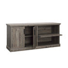 Sauder - 433681 La Collection Aspen Post Crédence - Finition Pebble Pine-Grande étagère réglable derrière les portes pour un rangement polyvalent.