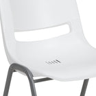 Flash Furniture - Chaise coquille ergonomique et empilable de la série HERCULES, couleur blanc avec cadre gris-Conception à dossier et siège en plastique blanc aux contours ergonomiques