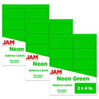 JAM Paper - Etiquettes d'adresse, 2 x 4, vert Néon, 3 paquets de 120 (354328017g)-2,63 po x 1 po