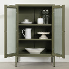South Shore - Eddison - Armoire de rangement à portes vitrées - Vert olive-Style: Contemporain