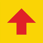 Autocollant de plancher Mark Maker 12" x 12" - Flèche rouge sur fond jaune-Autocollant de plancher