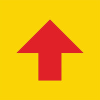 Autocollant de plancher Mark Maker 12" x 12" - Flèche rouge sur fond jaune-Autocollant de plancher