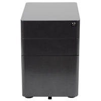 Flash Furniture Classeur à verrouillage Mobile à 3 tiroirs avec tiroir suspendu-Noir (HZCHPL01BK)-Classeur noir moderne à 3 tiroirs - Design mobile ergonomique