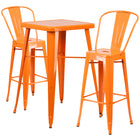 Flash Furniture – Ensemble avec table bistro et 2 tabourets, intérieur/extérieur, métal, orange (CH31330B230GBOR)-Ensemble de table et tabouret à la hauteur de comptoir