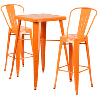 Flash Furniture – Ensemble avec table bistro et 2 tabourets, intérieur/extérieur, métal, orange (CH31330B230GBOR)-Ensemble de table et tabouret à la hauteur de comptoir