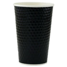 Tannex – Gobelets à café à double paroi en papier à motif diamanté, 16 oz/473 ml, noir-Noir lustré doté d'une texture diamantée. Capacité de 16 oz. Idéal pour les boissons chaudes ou froides