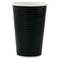 Tannex – Gobelets à café à double paroi en papier à motif diamanté, 16 oz/473 ml, noir-Noir lustré doté d'une texture diamantée. Capacité de 16 oz. Idéal pour les boissons chaudes ou froides