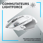 Logitech G502 X LIGHTSPEED Souris Gaming Sans Fil - Blanc-Boutons Lightforce : Technologie de boutons hybride optique-mécanique pour une vitesse incroyable et fiable, avec précision et un temps réponse idéale pour des heures de performance de gaming