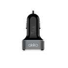 Akiko - Chargeur intelligent pour véhicule à 3 ports de 6,6 A/33 W, 3 x 2 po, gris et noir-3 ports USB : Chaque port USB a son propre microprocesseur qui détecte l’appareil branché par les signaux USB dans les broches, ce qui vous donne la sortie à pleine puissance et pleine vitesse de chargement (total de 6,6 A en sortie). Utilisez votre câble de chargement USB pour recharger la plupart des appareils alimentés par USB; Le voyant DEL facile à voir confirme que le chargeur USB est correctement connecté