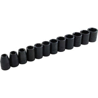Gray Tools – Ensemble de 12 douilles pour clé à chocs 3/8 po, 6 pans standard métrique, 8 à 19 (mm)-Contient les tailles : 8, 9, 10, 11, 12, 13, 14, 15,16, 17, 18, 19 (mm).